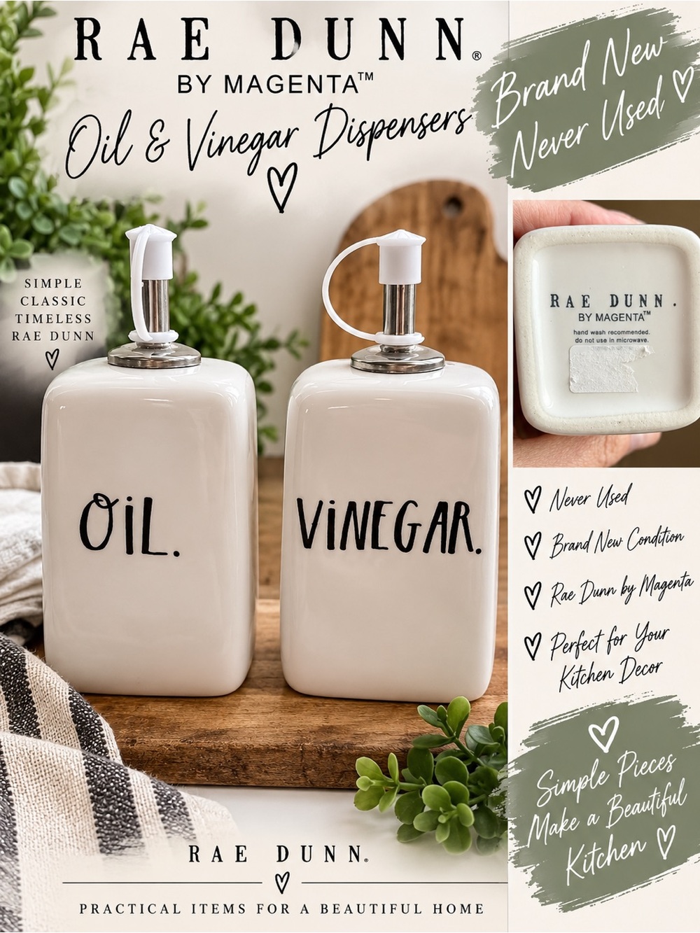 Cream Oil & Vinegar Dispenser Set